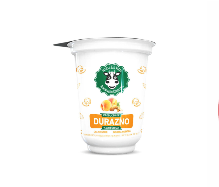 Yogur de Almendras y Durazno Felices las Vacas
